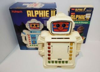 Vintage 80s Playskool Alphie Ii Electronic Robot Box & Accessories Cards