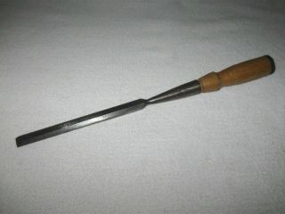Vintage Pexto 1/2 " Wide Beveled Edge Socket Chisel With Wood Handle,  Made In Usa
