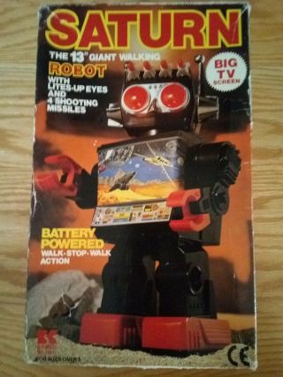 Vintage Saturn 13 " Giant Walking Robot W/box,  No Missles - Perfectly
