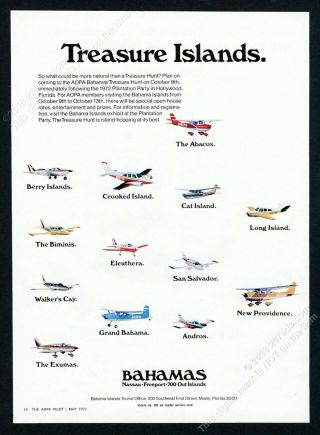 1972 Bahamas Travel Private Planes Representing Islands Photos Vintage Print Ad