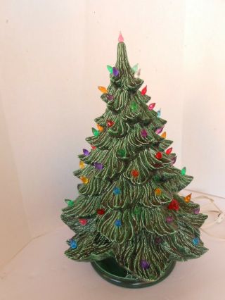 Large Vintage Ceramic Christmas Tree With Holly Base