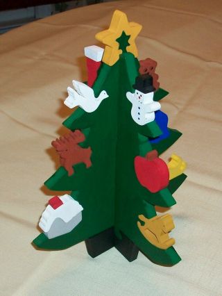 Vintage Wooden 17 Piece 3d Christmas Tree Puzzle 12 " Tall Handmade