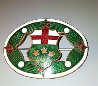 Vintage Canadian Canada Maple Leaf Enamel Pin Brooch,  Brass