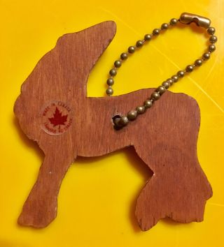 Vintage Unicorn Keychain Wood Wooden Carved Made In Canada Souvenir 70s Fantasy 2