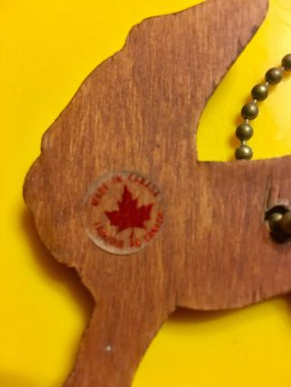 Vintage Unicorn Keychain Wood Wooden Carved Made In Canada Souvenir 70s Fantasy 3