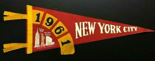 Vintage 1961 York City Empire State Building Statue Of Liberty Pennant