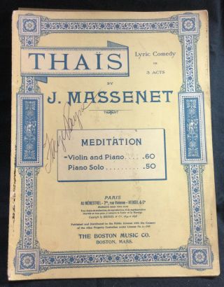 Vintage Violin & Piano Sheet Music Thais By J.  Massenet 1898 Paris - B2