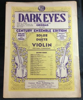 Vintage Violin & Piano Sheet Music Dark Eyes Grooms Russian Folk Song 1934 - B1