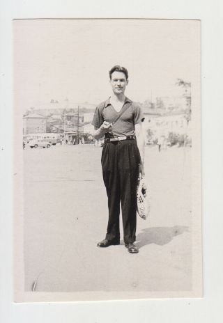 Gay Int.  Awesome Young Man Guy Portrait On Street Vintage Orig Photo (26034)