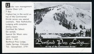 1961 Berthoud Pass Lodge Ski Area Colorado Photo Vintage Print Ad