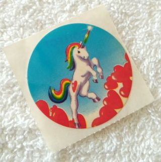 Vintage 80s Sticker Lisa Frank Unicorn Rainbow Colors Hearts 1982 352898