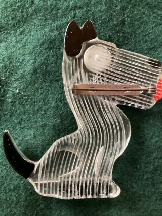 Large Vintage Plastic Lucite Dog Brooch 3