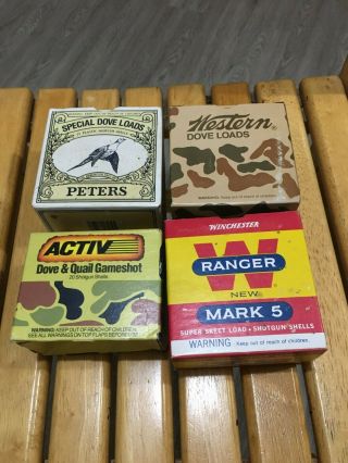 4 Vintage Empty Shotgun Shell Boxes Winchester Western Peters Activ