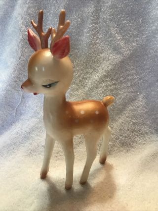 Vintage Soft Plastic Sleepy Eye Christmas Reindeer Figure Hong Kong (s28)