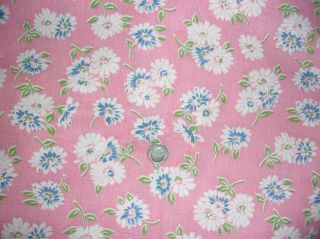 Vintage Feedsack Pink Flower.  47 By 34 Inches.  No Holes Or Stains.