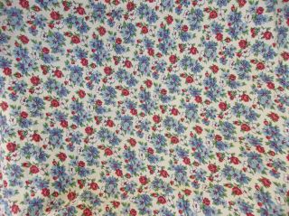Vintage Feedsack Red And Blue Flower.  44 By 36 Inches.  No Holes Or Stains.