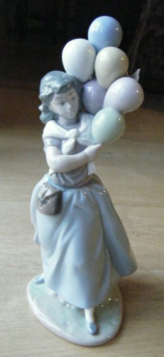Vintage Lladro Porcelain Figurine “girl With Balloons For Sale” 10.  5 " Spain 1982