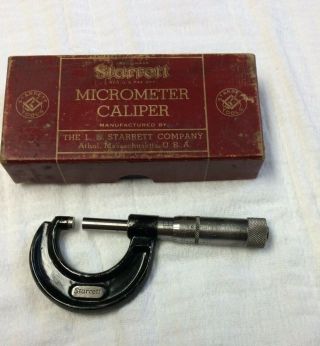 Vintage Starrett No.  436 Micrometer 0 - 1.  001 Grad