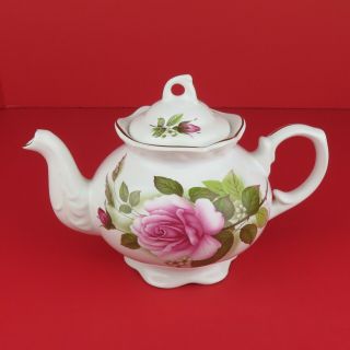 ❤️vintage Arthur Wood Son Teapot Pink Rose Gold Trim Staffordshire England 6236