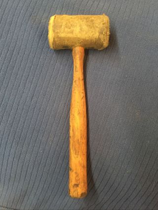 Vintage Rawhide Leather Mallet Hammer Old Tool Beauty