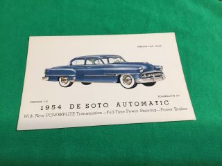 1954 De Soto Firedome Club Coupé Sedan Vintage Car Dealer Postcard