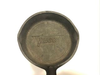 ULTRA RARE Vintage TIECO MINI Cast Iron skillet 3.  75 in.  ONLY ONE ON EBAY 2