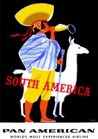 Peru Llama South America By Clipper Vintage Travel Advertisement Art Poster