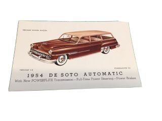 1954 De Soto Firedome Station Wagon Vintage Car Dealer Postcard