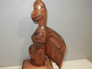 Vintage Native American Hand Carved Wood Totem,  Signed Lance Joseph Squamish 3