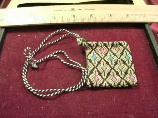 Vtg (silk?) Jewelry Pouch Necklace String Style - 2 " X 2 "