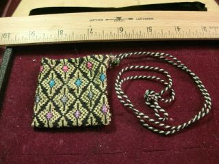 vtg (Silk?) jewelry pouch necklace string style - 2 