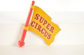 Vtg 1950s Marx Circus Playset Tent Flag Tin Litho Part With Plastic Pole
