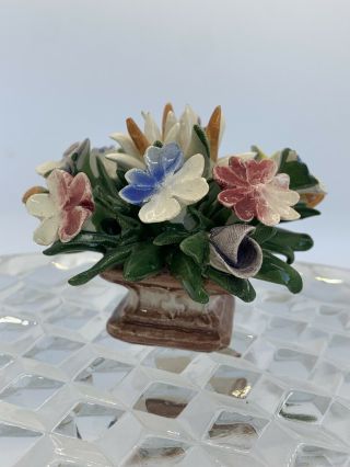 Vintage Small Capodimonte Style Ceramic Flower Pot