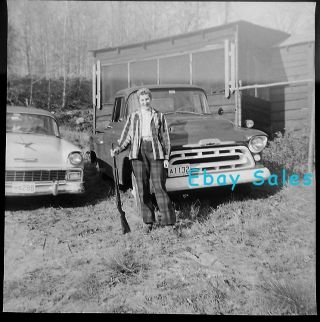 Y - A Vintage Photo Negative - Woman With Weapon By Car