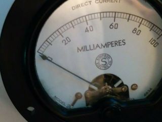 Vintage Simpson Electric Co.  Model 25 0 - 100 Microamperes Meter Gauge