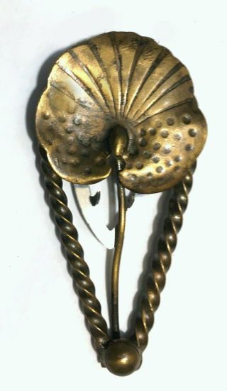 Antique Vintage Art Nouveau Dress Clip Fur Clip Bronze Metal Water Lily Lilypad