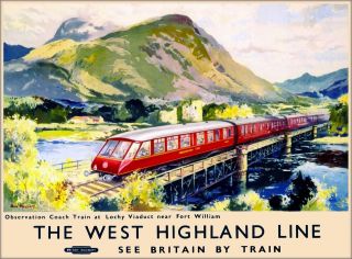 West Highland Line Scotland Scottish Vintage Railway Travel Art Poster Print