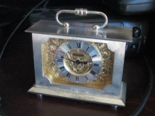 Vtg Solid Brass Swiza Clock Roman Numerals Swiss Carriage 8 Day Clock