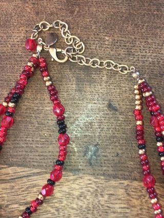 VINTAGE CHICO ' S RED & BLACK CHINESE DRAGON PENDANT STATEMENT NECKLACE 3