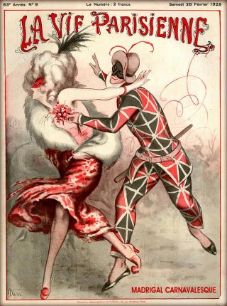 1925 La Vie Parisienne Madrigal Carnavalesque France Travel Advertisemnt Poster
