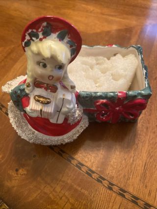Vtg 1962 Geo Z Lefton Christmas Spaghetti Bloomer Girl/gifts Wall Pocket Planter