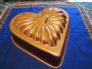Vintage Copper Tin - Lined Heart Jello Mold With Wall Hanger