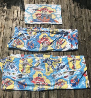 Vintage 1984 Transformers Twin Bedding Set Fitted & Flat Sheet Pillowcase Fabric