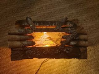 Vintage Electric Fireplace Logs Real Wood Fake Burning Insert Crackling Glowing