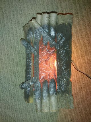 Vintage ELECTRIC FIREPLACE LOGS Real Wood Fake Burning Insert Crackling Glowing 2
