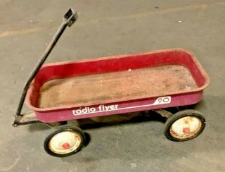 Vintage Classic Red Steel Radio Flyer 90 Red Wagon Vintage Rusty - Rolls Good 2