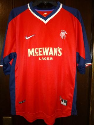 Vintage Glasgow Rangers Away Football Shirt 1998/1999 Soccer Jersey Nike Mens L
