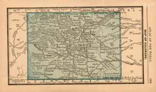1888 Antique Colorado Map Miniature Vintage Map Of Colorado State Map 8240