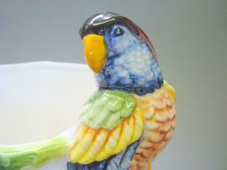 Lg.  Vintage Gumps Pottery Hand Painted Planter with Parrot Bird Made in Italy 2