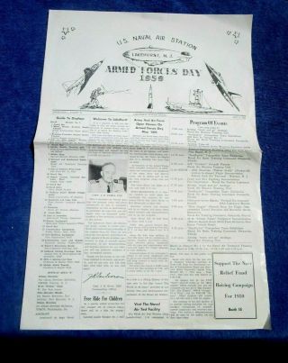1959 Vintage - Us Naval Air Station Break News,  Armed Forces Day,  Lakehurst,  Nj